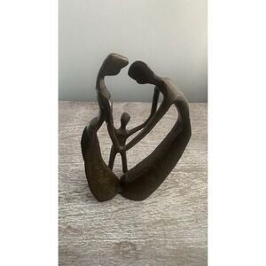 Danya B Bronze Family of Three Sculpture 3  Circle Ring Child Art Statue Gift